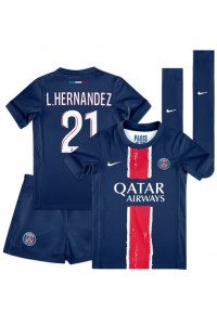 Fotbalové Dres Paris Saint-Germain Lucas Hernandez #21 Dětské Domácí Oblečení 2024-25 Krátký Rukáv (+ trenýrky)